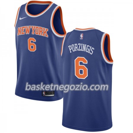 Canotte Uomo New York Knicks Kristaps Porzingis 6 Nike 2017-18 Blu Swingman